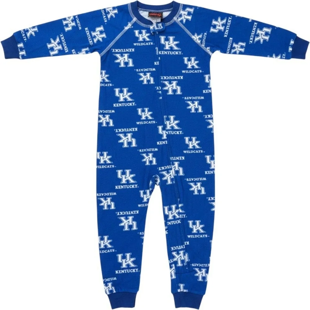 University Of Kentucky Wildcats Infant Allover Print Zip Sleeper Pajamas Sz 2T